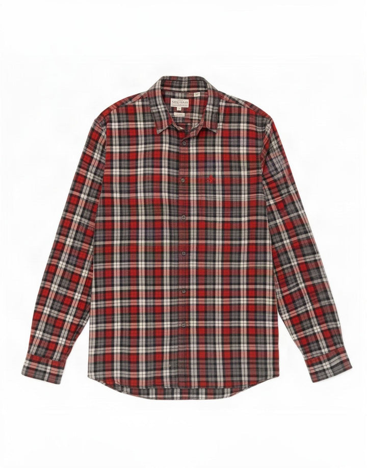 Jack Wills Herren-Hemd in klassischer Passform, groß, rot kariert, Baumwolle