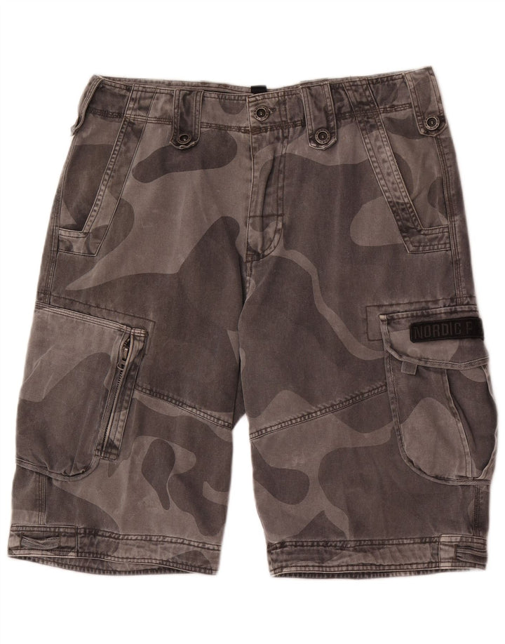 Vintage Herren Cargo Shorts Groß W34 Grau Camouflage