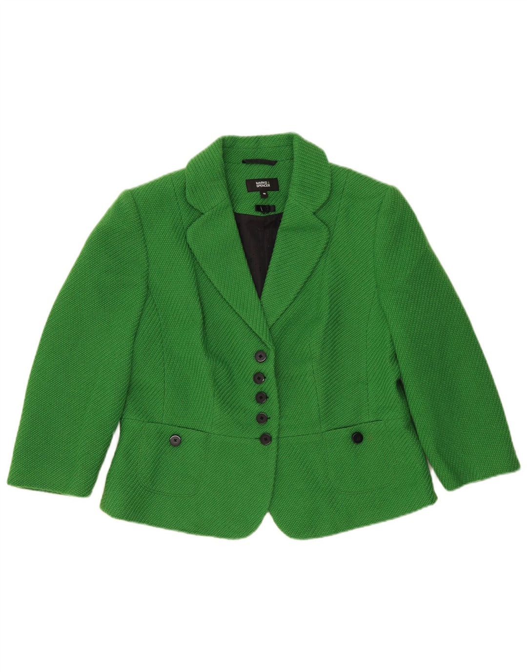Marks & Spencer Damen-Blazerjacke mit 5 Knöpfen, Gr. 16, Grün, Polyester