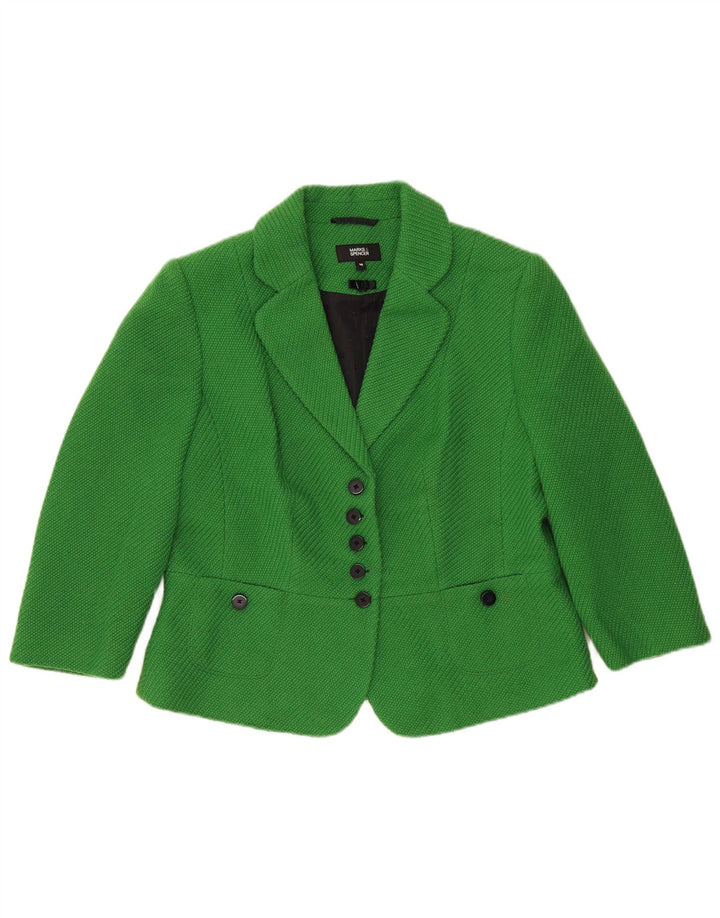 Marks & Spencer Damen-Blazerjacke mit 5 Knöpfen, Gr. 16, Grün, Polyester