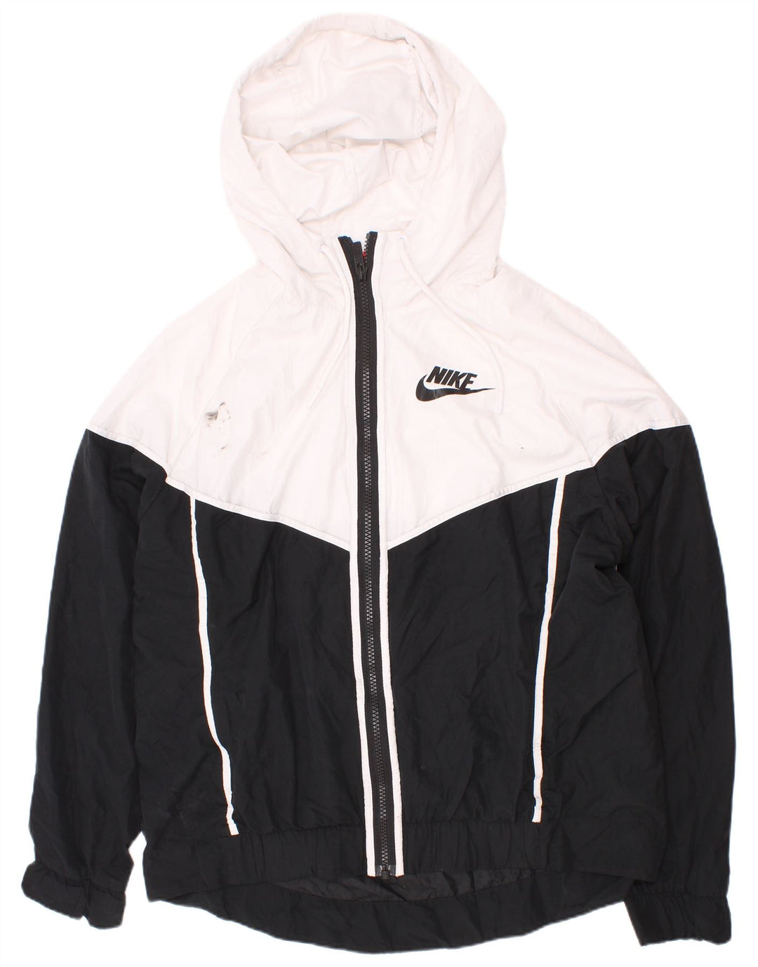 Nike Herren-Trainingsanzug mit Kapuze, Oberjacke, mittelweißes Farbblock-Polyester