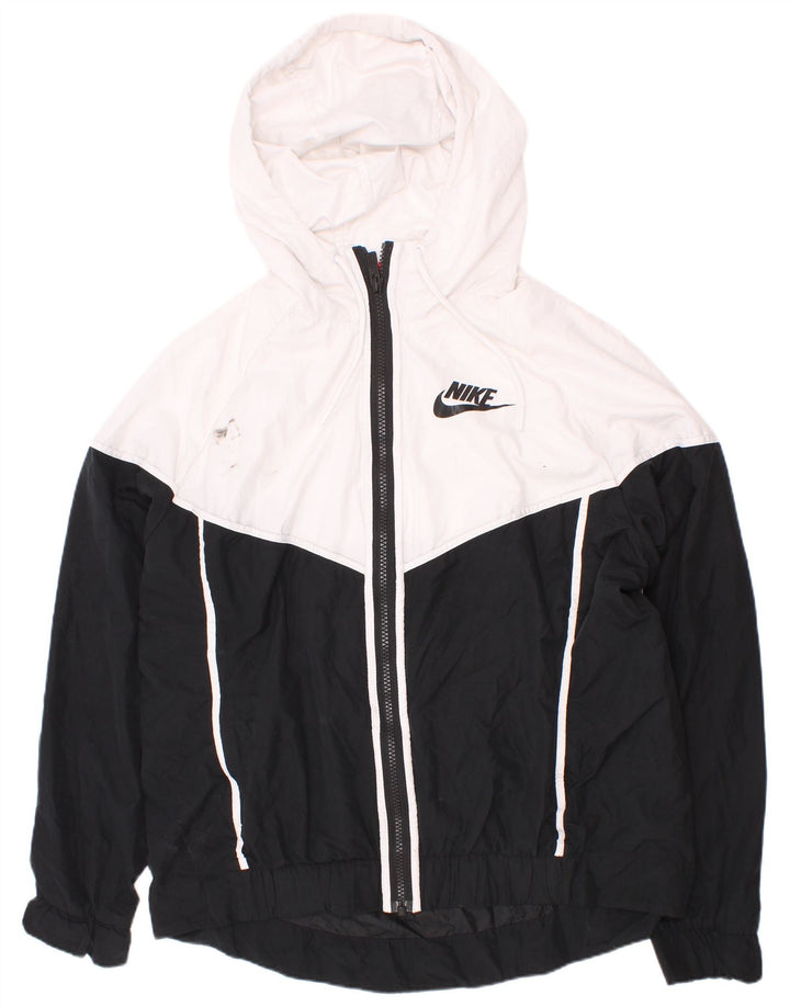 Nike Herren-Trainingsanzug mit Kapuze, Oberjacke, mittelweißes Farbblock-Polyester