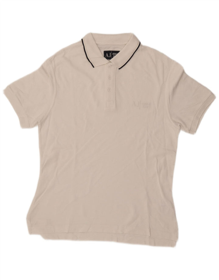 ARMANI JEANS Herren-Poloshirt aus mittelweißer Baumwolle