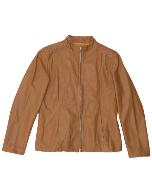 Vintage Damen Lederjacke IT 48 XL Beige Leder