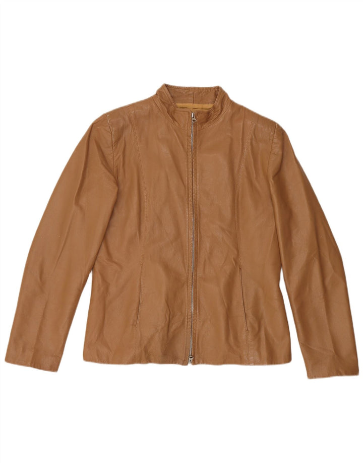 Vintage Damen Lederjacke IT 48 XL Beige Leder
