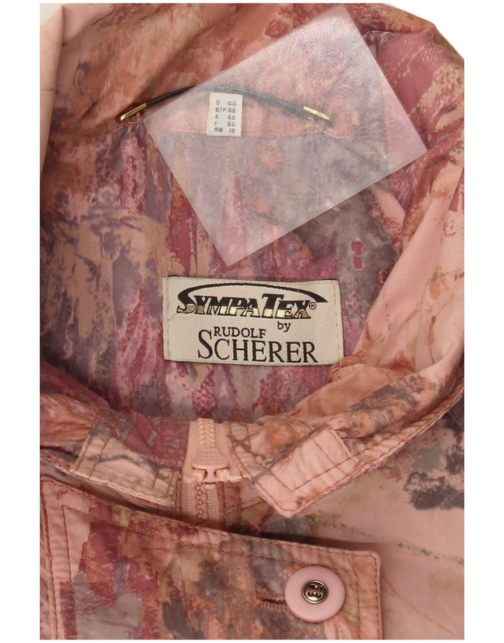 Sympatex Womens Abstract Pattern Übergroßer Windjacke-Mantel UK 18 XL Pink