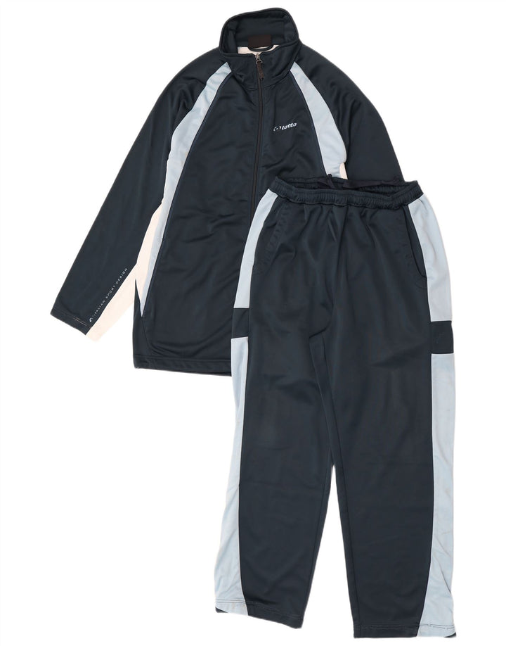 Lotto Herren-Trainingsanzug, groß, marineblau, Farbblock-Polyester