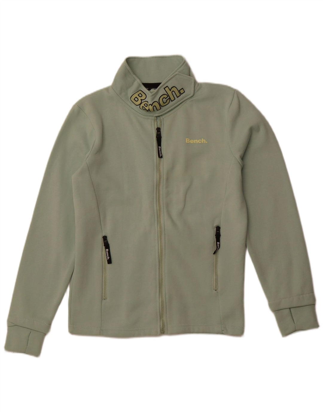 BENCH Grafik-Trainingsanzugoberteil für Damen, UK 12, mittelgrüne Baumwolle