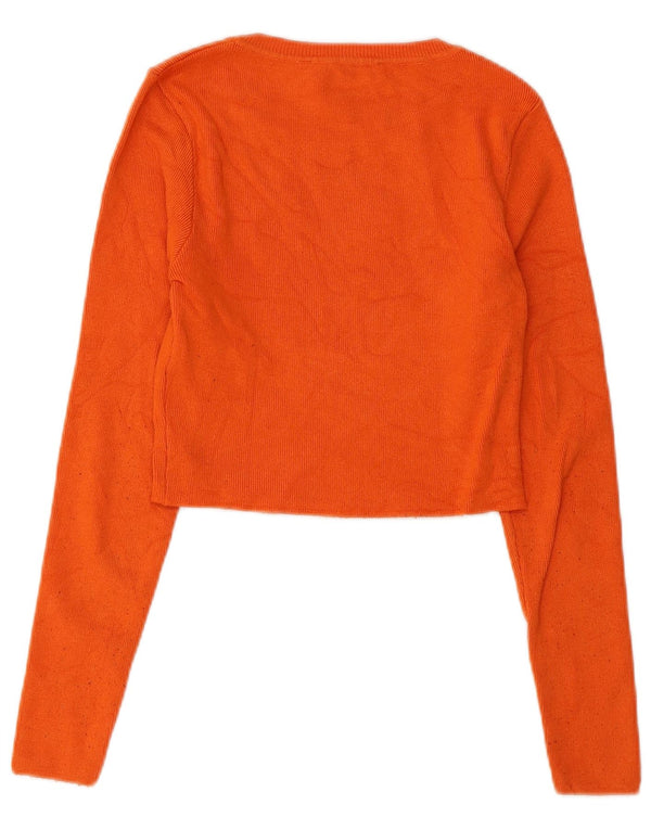 Zara Damen Crop Crew Neck Pullover Pullover UK 8 Small Orange