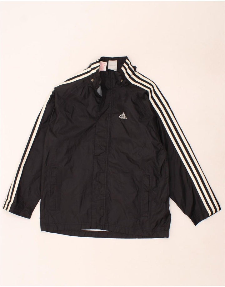 ADIDAS Boys Rain Jacket 9-10 Years Black Polyamide Vintage Adidas and Second-Hand Adidas from Messina Hembry 