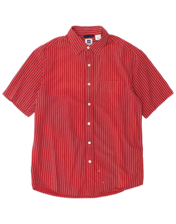 Gap Herren-Kurzarmhemd, klein, rot gestreift, Baumwolle