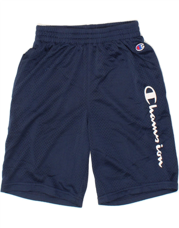 CHAMPION Boys Graphic Sport Shorts 11-12 Years Large Navy Blue Polyester Vintage Champion and Second-Hand Champion from Messina Hembry 