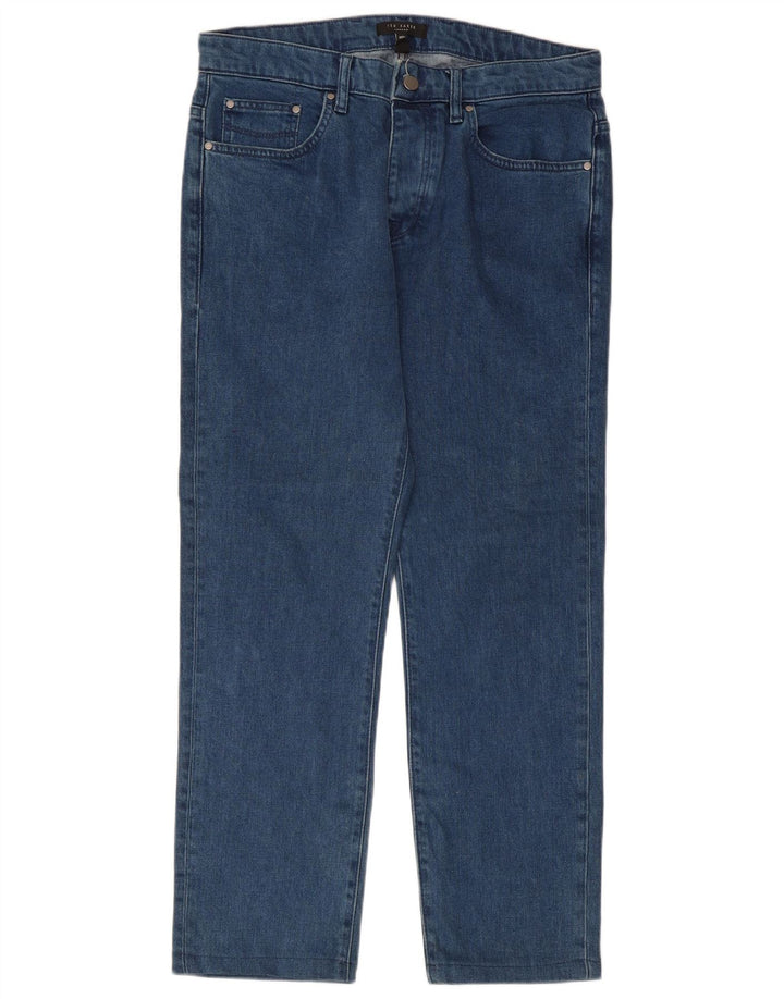 Ted Baker Herren Straight Jeans W32 L27 Blaues Lyocell