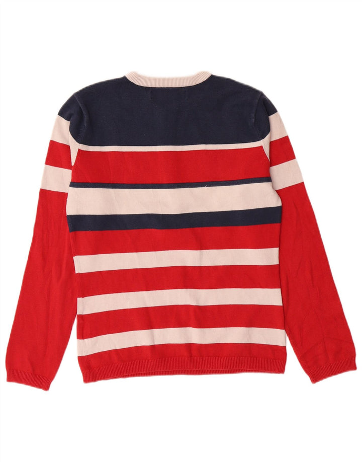 TOMMY HILFIGER Damen Pullover mit Reißverschluss am Hals UK 12 Mittelrot gestreift