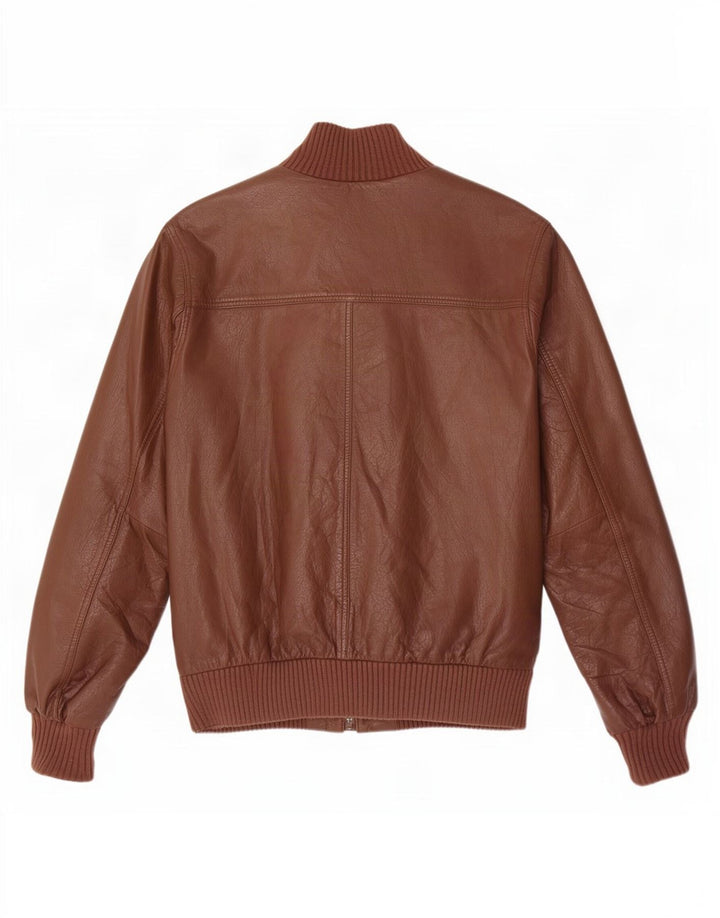 Timberland Herren Bomber-Lederjacke UK 38 Mittelbraun
