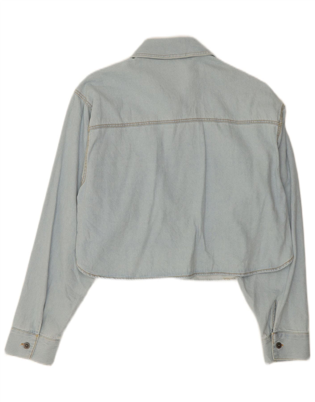 Zara Damen Crop Denim Shirt UK 14 Mittelblaue Baumwolle