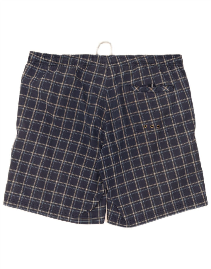Adidas Herren-Badeshorts, groß, marineblau, kariert, Baumwolle