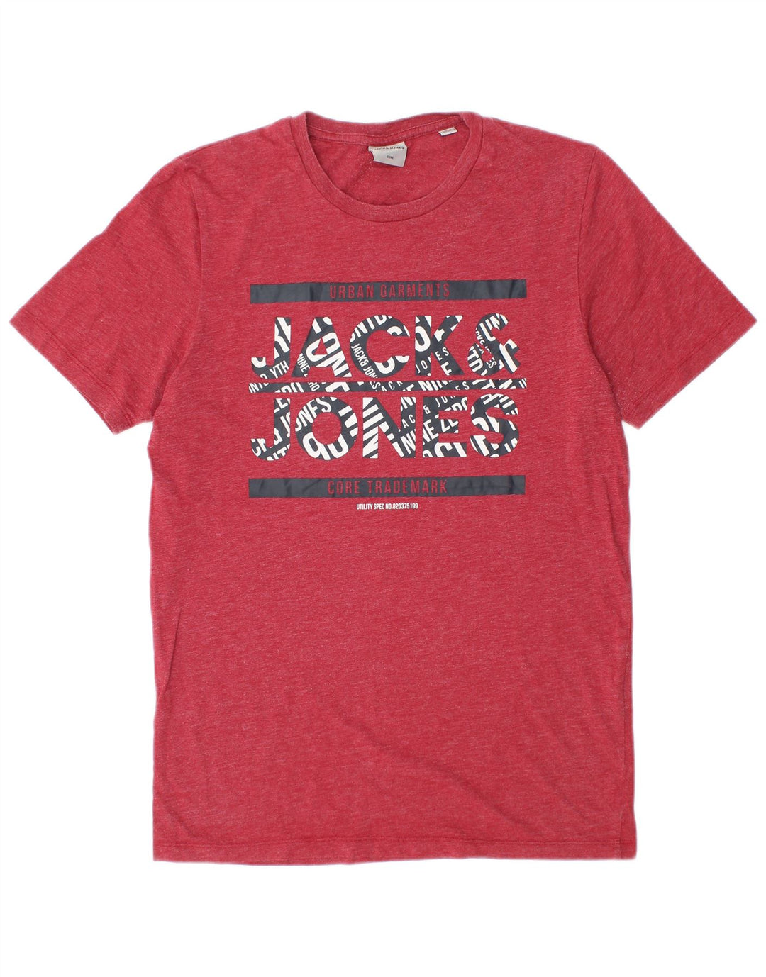 Jack & Jones Herren Grafik-T-Shirt-Oberteil aus mittelrot gesprenkelter Baumwolle