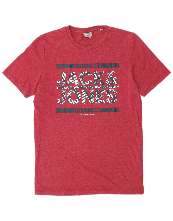 Jack & Jones Herren Grafik-T-Shirt-Oberteil aus mittelrot gesprenkelter Baumwolle