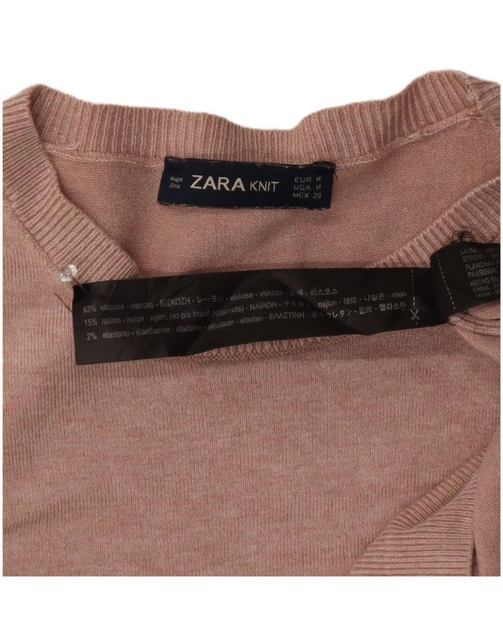 Zara Damen-Pullover mit U-Boot-Ausschnitt, UK 12, mittelrosa Viskose