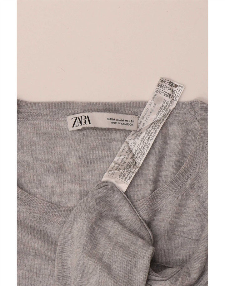 Zara Damen-Blusenoberteil mit lockerer Passform, UK 14, mittelgraue Viskose