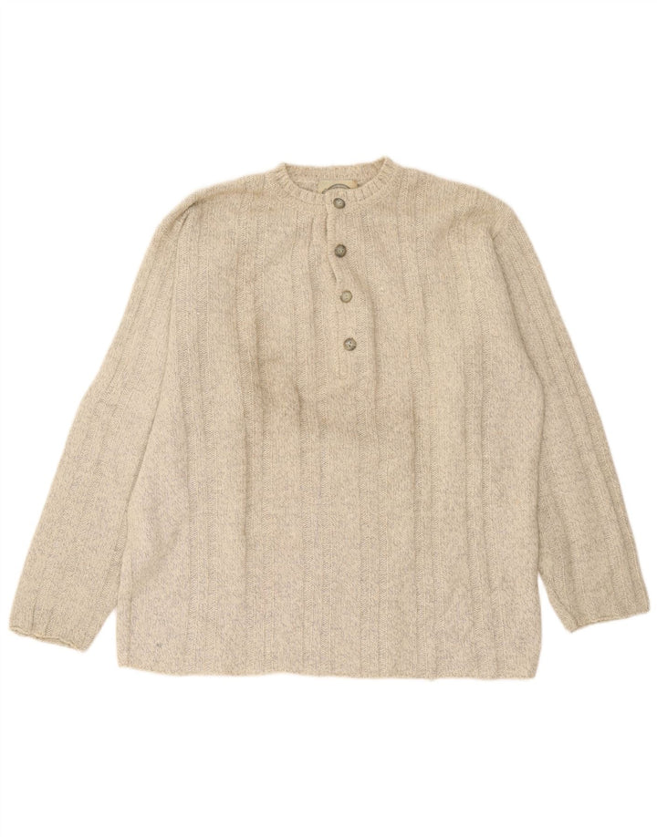 Foxhound Herren-Pullover mit Rundhalsausschnitt, XL, beige Wolle