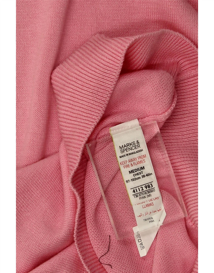 Marks & Spencer Herren-Pullover mit V-Ausschnitt aus mittelrosa Baumwolle