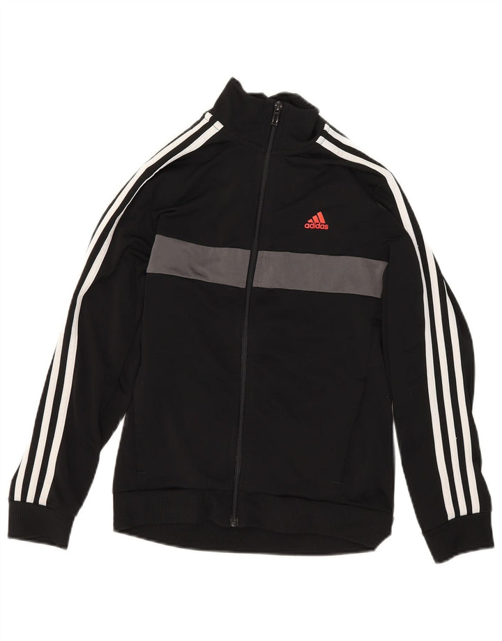 Adidas Jungen-Trainingsanzug-Top-Jacke, 11–12 Jahre, schwarzes Farbblockdesign