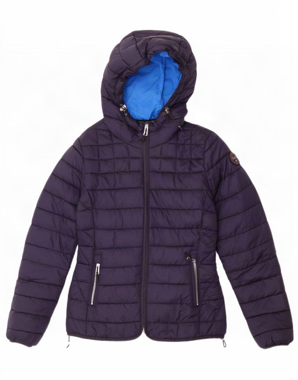 Napapijri Wattierte Damenjacke mit Kapuze UK 12 Medium Marineblau Polyamid