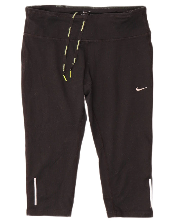 Nike Damen Dri Fit Capri Leggings UK 14 Medium Schwarz