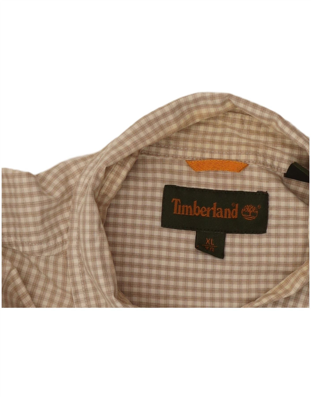 TIMBERLAND Herren Kurzarmhemd XL Beige kariert Baumwolle