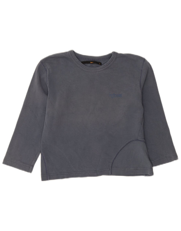 Lee Damen Crop Top 3/4 Ärmel UK 12 Mittelblau