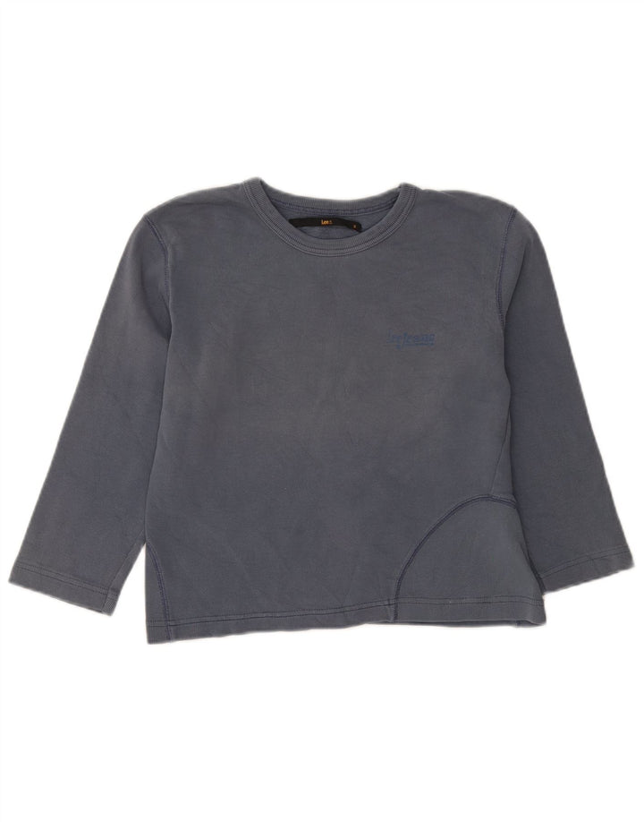 Lee Damen Crop Top 3/4 Ärmel UK 12 Mittelblau
