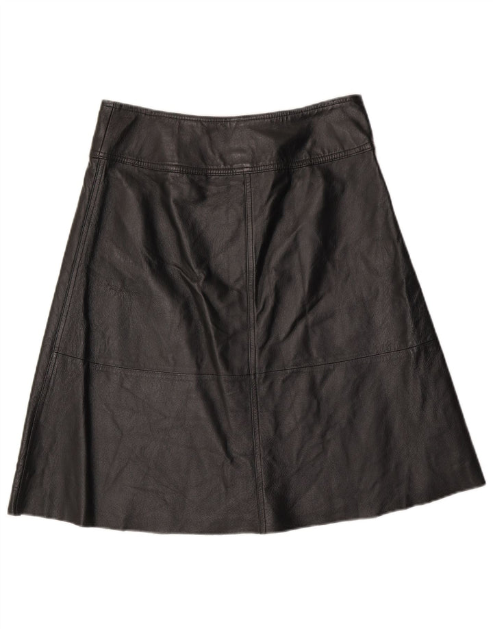 H&M Damen Lederrock US 8 Medium W30 Schwarzes Leder
