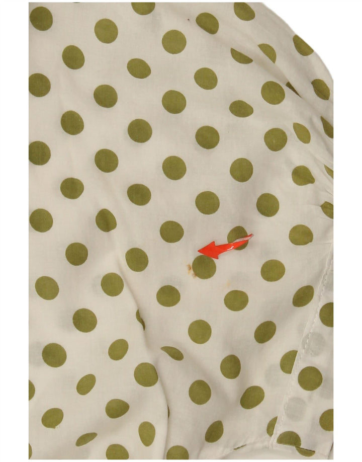 Benetton Damen Kurzarm-Hemdbluse IT 44 Mittelweiß gepunktet