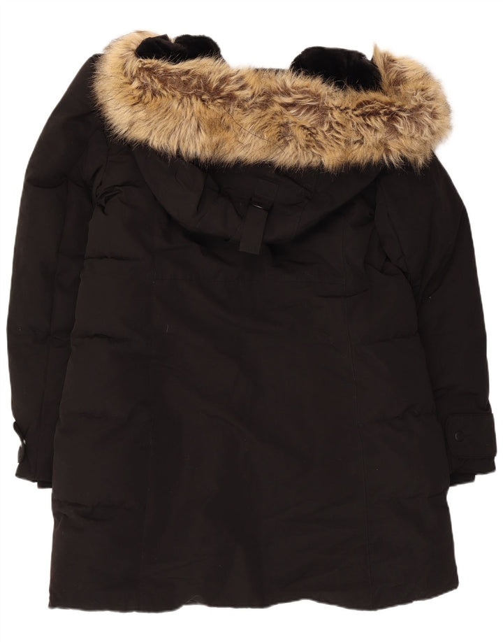 Zara Damen Kapuzenmantel, gepolstert, UK 16, Größe L, Schwarz, Polyester