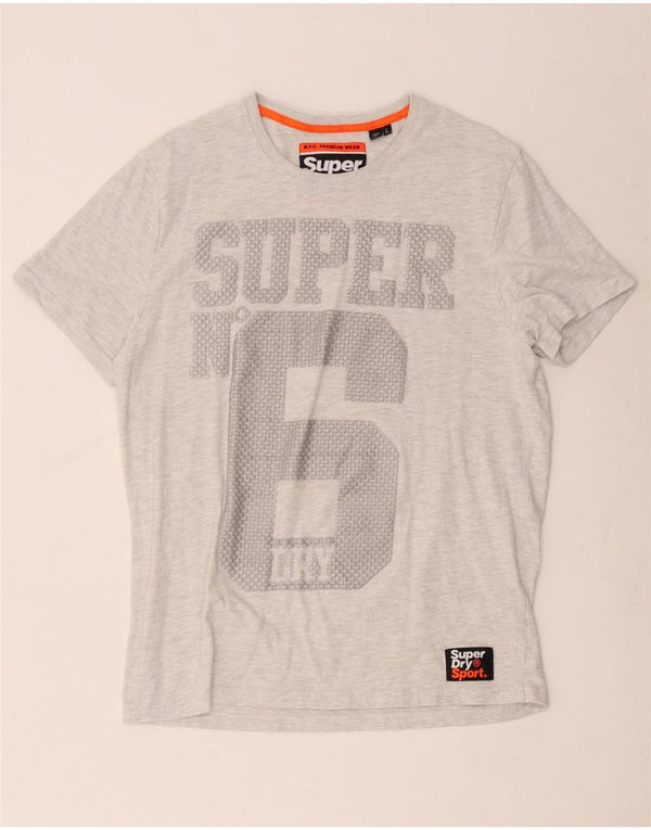 Superdry Herren Grafik-T-Shirt-Oberteil 2XL aus grau melierter Baumwolle
