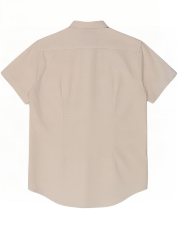 Zara Herren Kurzarm-Slim-Fit-Hemd Mittelweiß
