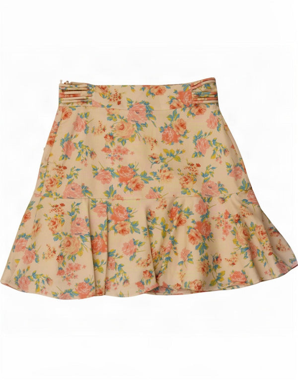 Zara Damen Minirock XS W24 Off White Floral Cotton