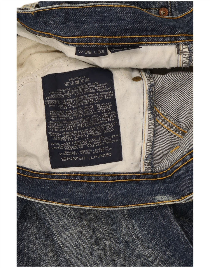 Gant Herren Straight Jeans W38 L32 Blaue Baumwolle