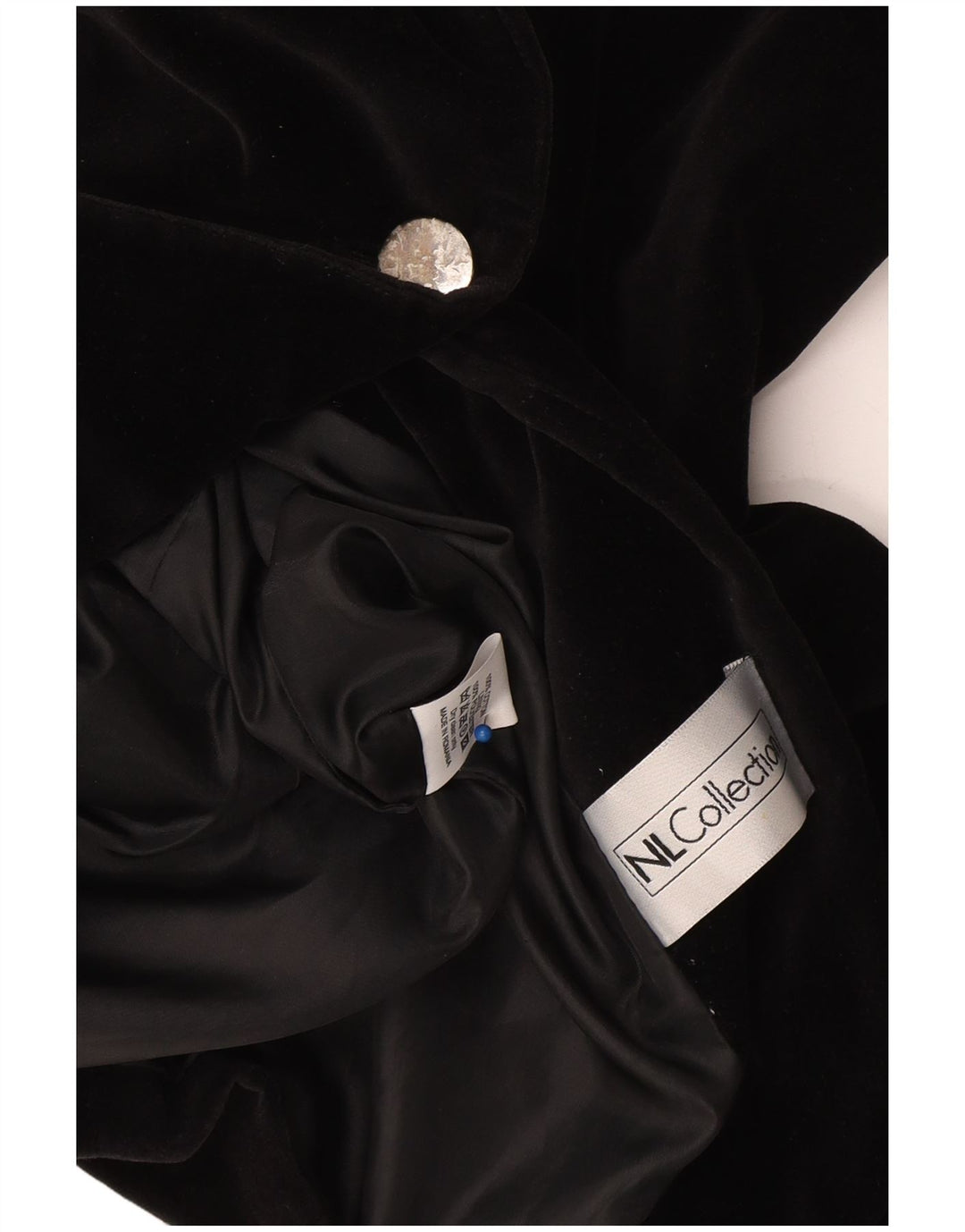 Vintage Damen 1 Knopf Samt Blazer Jacke UK 10 Small Schwarze Baumwolle