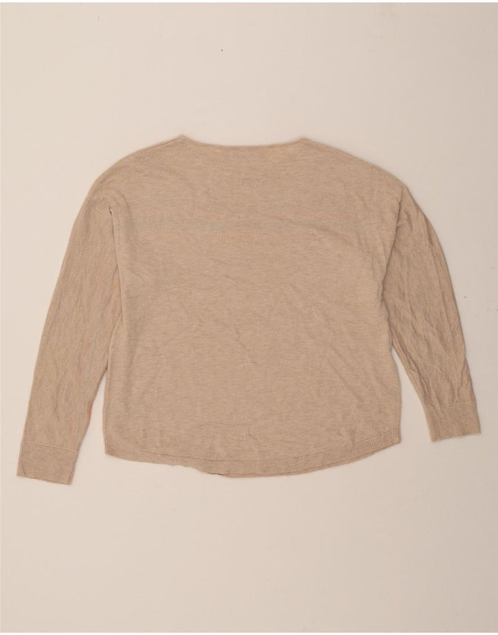 OASIS Womens Boat Neck Jumper Sweater UK 16 Large Beige Striped Polyester Vintage Oasis and Second-Hand Oasis from Messina Hembry 