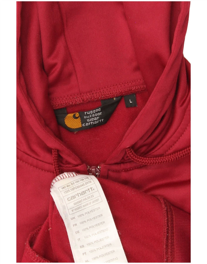 Carhartt Womens Zip Hoodie Pullover UK 16 Large Rot Polyester