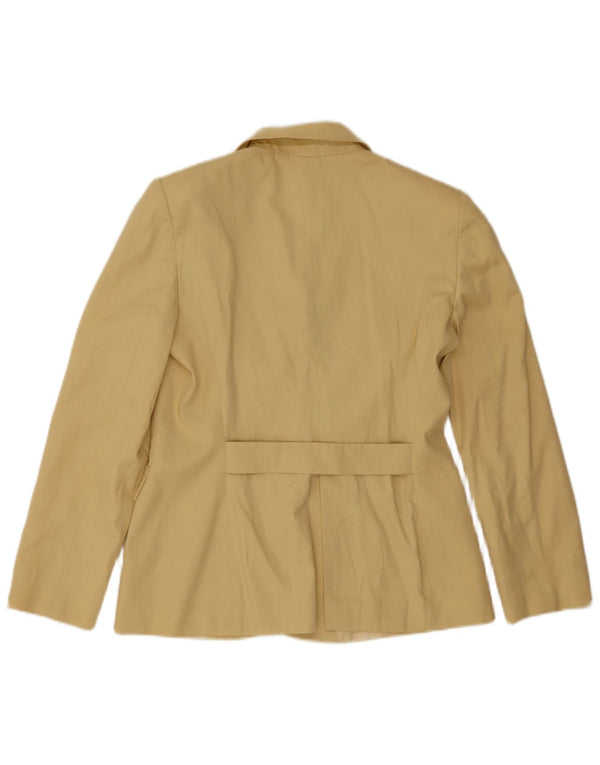 Luisa Spagnoli Damen 3-Knopf-Blazerjacke IT 44 mittelgelbe Baumwolle