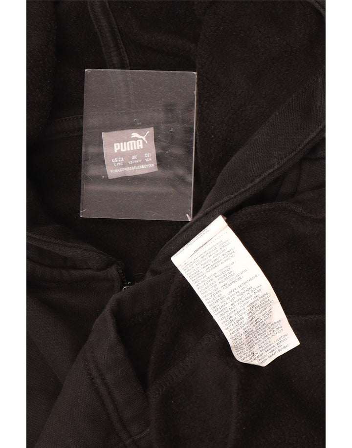 PUMA Mädchen Graphic Zip Hoodie Pullover 13–14 Jahre, schwarze Baumwolle