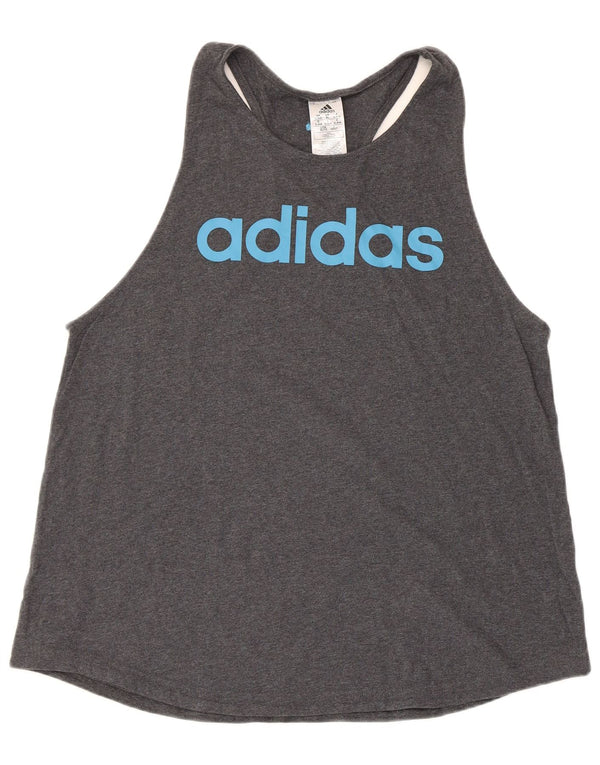 Adidas Damen Graphic Vest Top UK 20/22 XL Graue Baumwolle