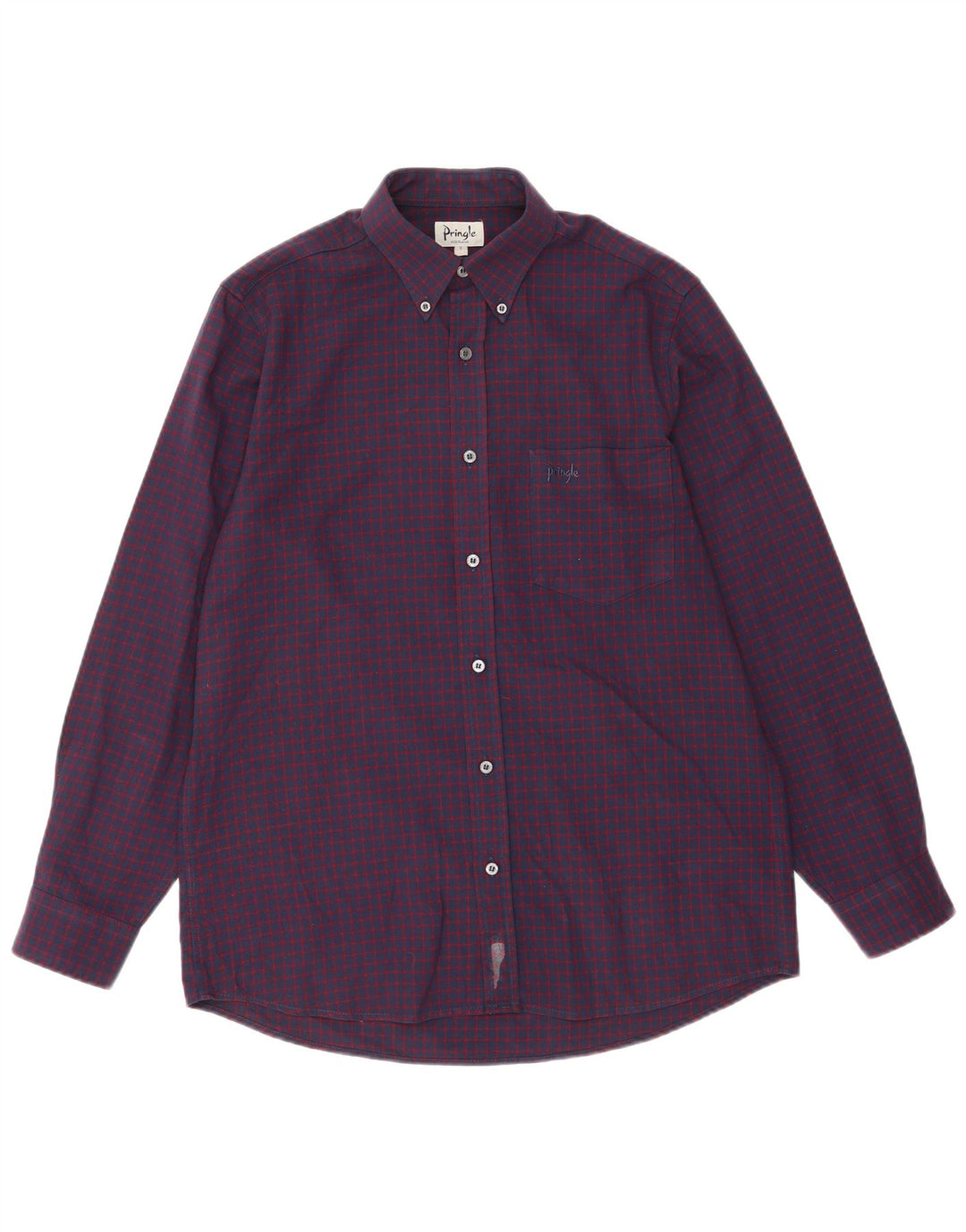 Pringle Herrenhemd, kleines violettes Gingham-Polyester