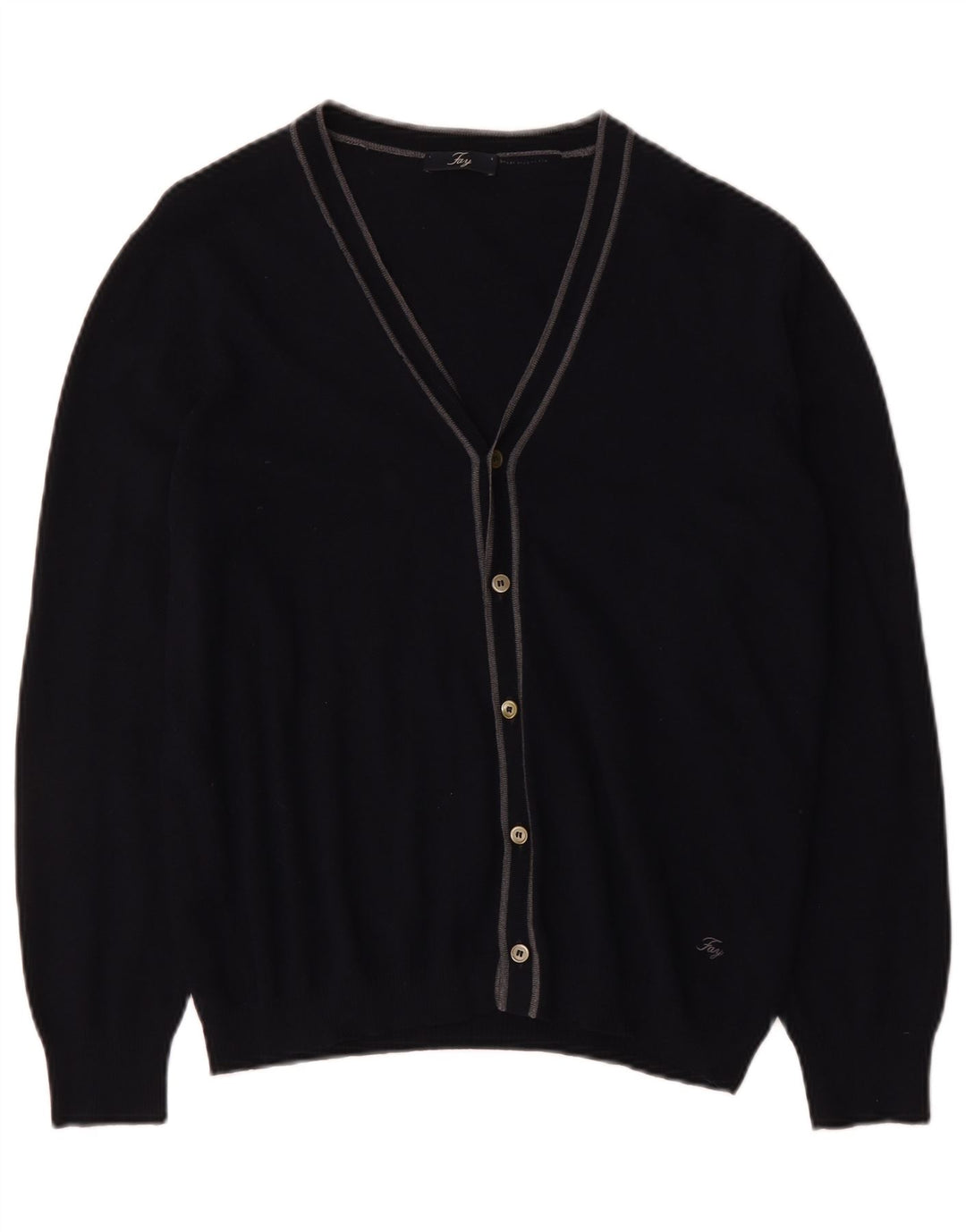 Fay Herren-Cardigan-Pullover IT 52 Große marineblaue Schurwolle