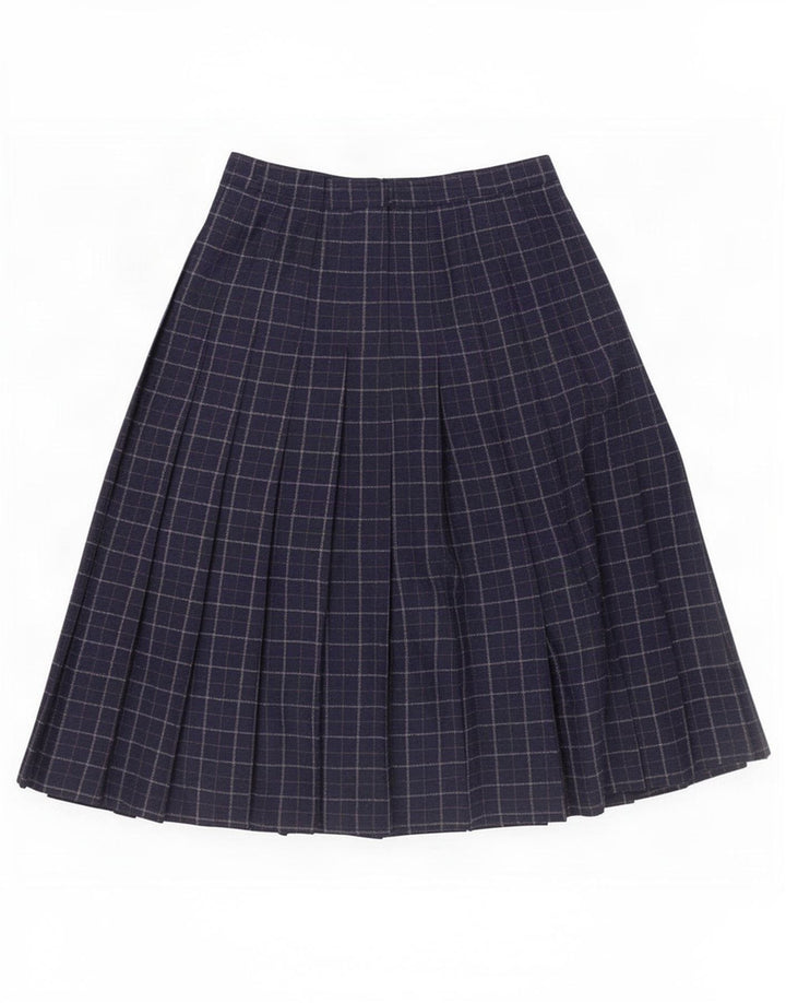 St Michael Damen A-Linien-Rock UK 14 Medium W28 Marineblau kariertes Polyester