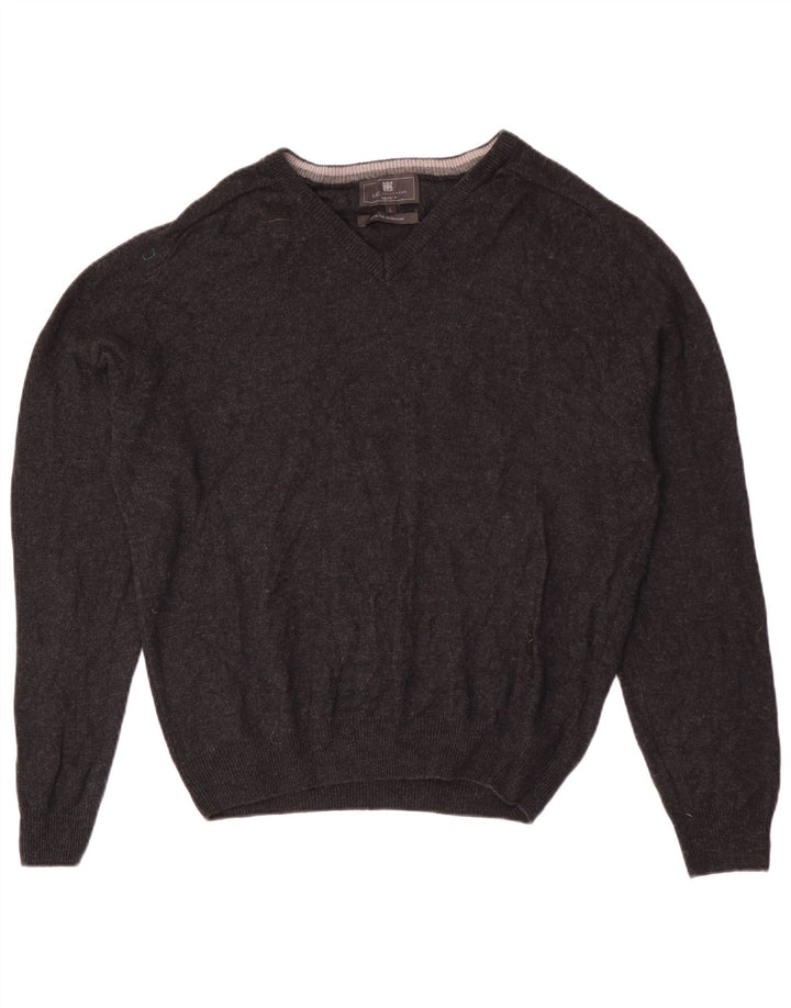 Marks & Spencer Herren-Pullover, reguläre Passform, V-Ausschnitt, große graue Wolle